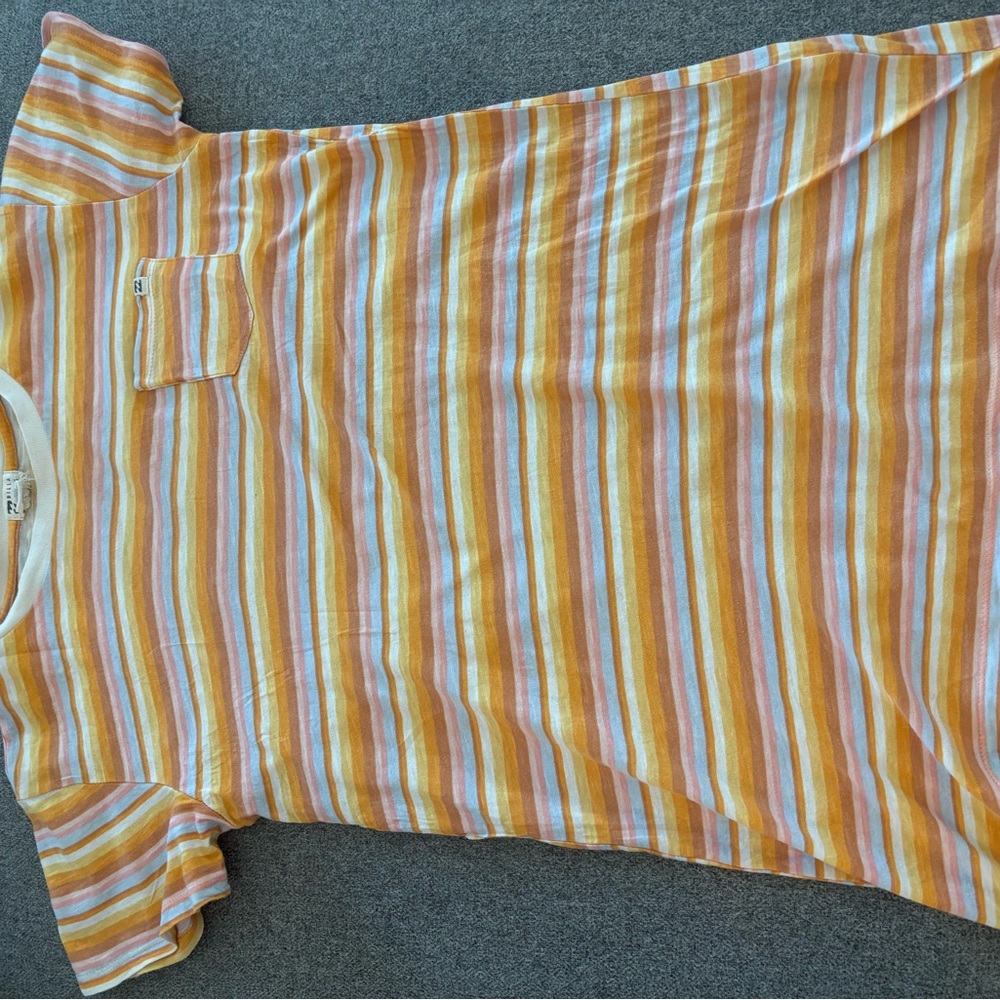 Billabong Orange and White Striped Top